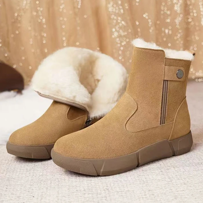 

New 2023 Winter Plush Shoes for Women'S Boots Classic Round Toe Ladies Snow Boots Waterproof Non-slip Platform Short Boots