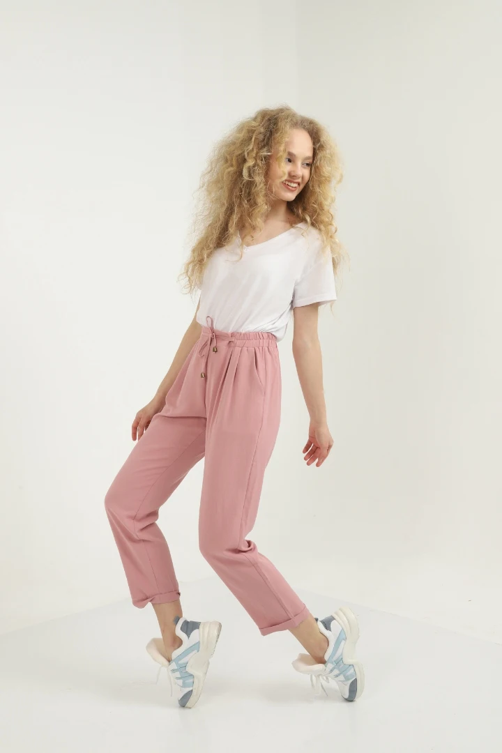 

Color Rose Beli Laced With Hidden Pocket Aerobin Pants casual cut new season loose pattern sports pants