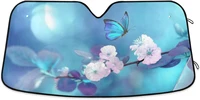 oarencol butterfly flowers car windshield sun shade yellow pink floral blue foldable uv ray sun visor protector sunshade