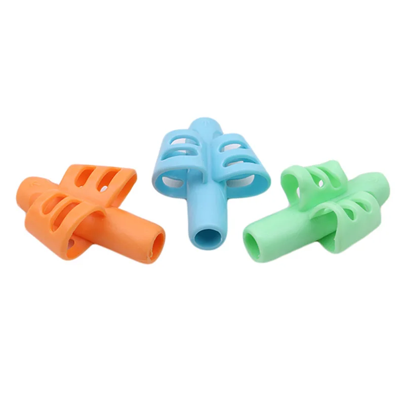 

3pcs Two-Finger Pen Holder Silicone Baby Learning Writing Tool Correction Device Pencil Set Stationery Correct Finger Position