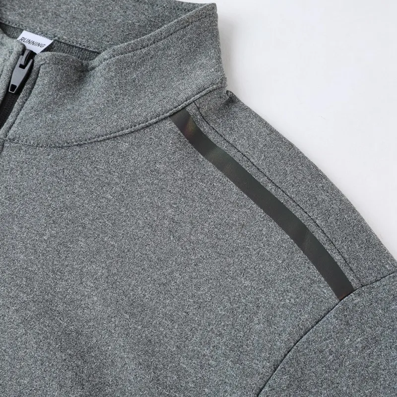 Men Half Zip Pullover Gym Fashion Sports Long Sleeve Casual Brand Running Sweatshirt Prints Polyester Fitness Training Shirts