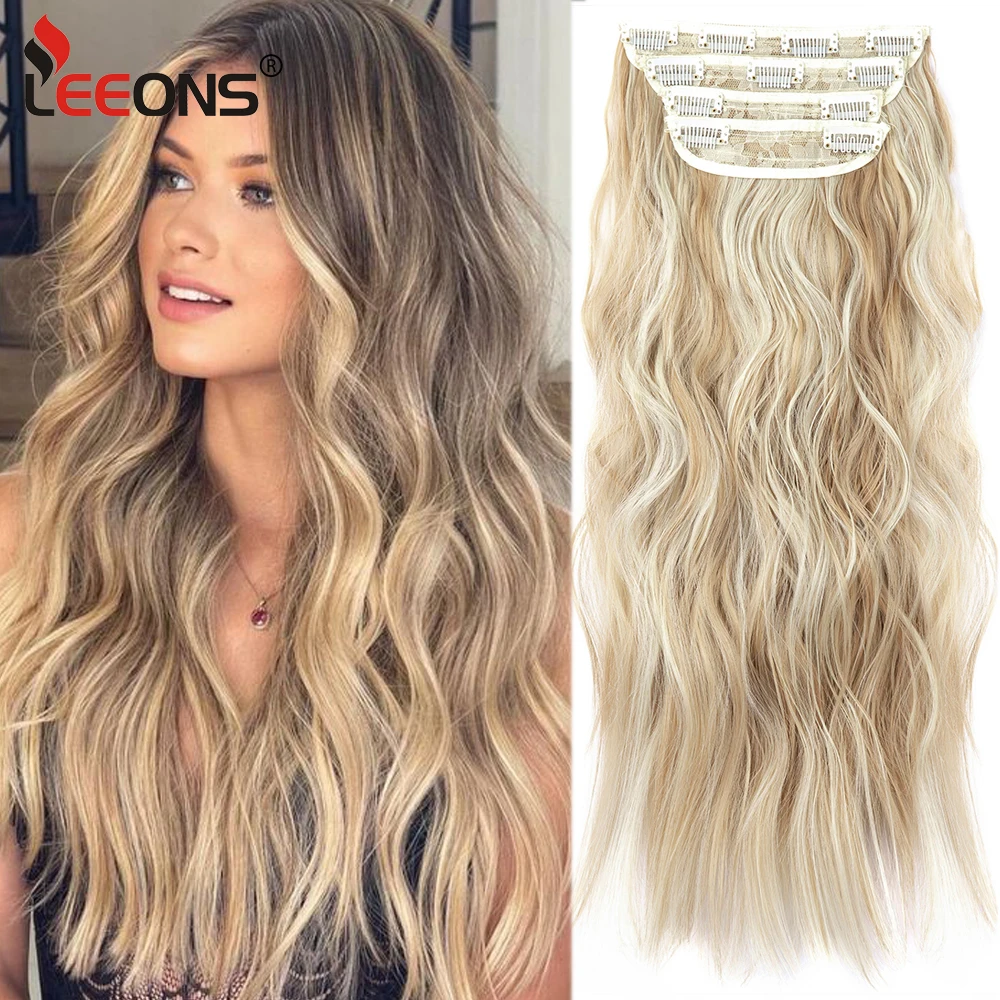 Ed Luxurious Curly Synthetic Hair Extensions 4pcs Clip Hair Piece Honey Blonde Brown Thick Hair For Wedding Festival