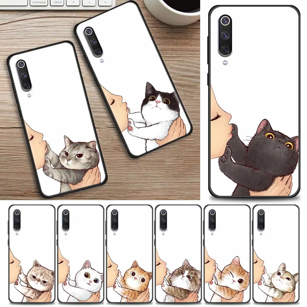 

Case for Xiaomi Mi 9Lite 8 9 9T 10 10T A2 Lite 9SE CC9 Note 10 Pro 5G Soft Funda Shell Cover Cute Cat Don't kiss me