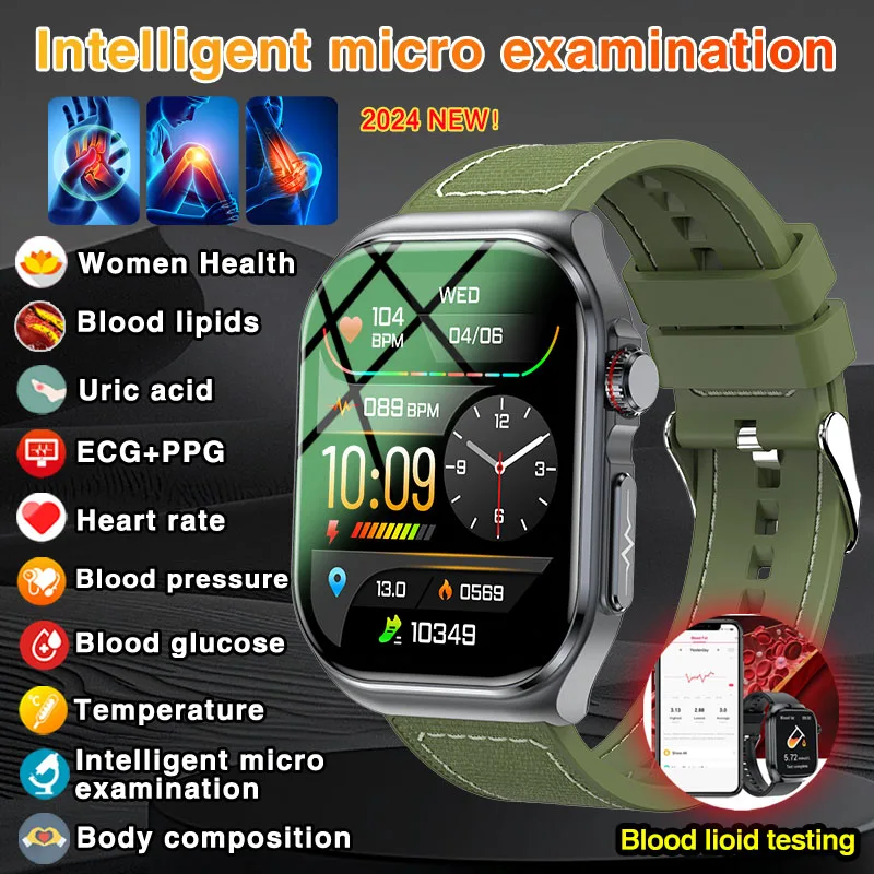Новинка 2024 умные часы с лазерной терапией для здоровья мужские мочевой кислотой