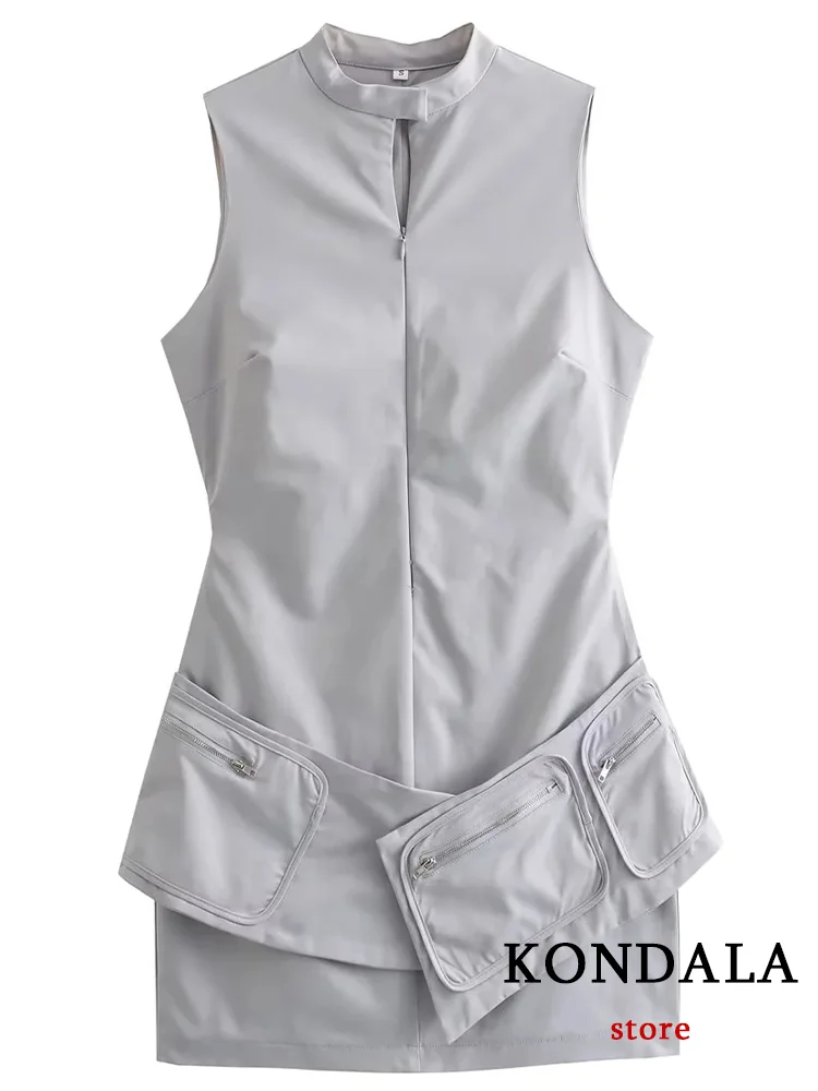 KONDALA шикарное винтажное однотонное платье без рукавов с круглым вырезом