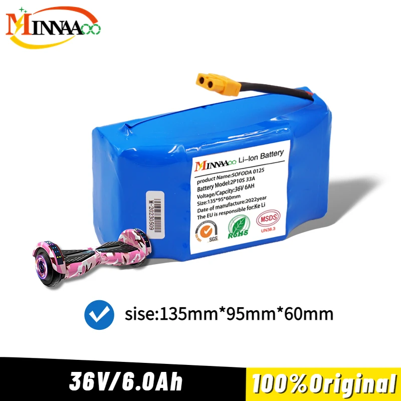 

Minnaaoo 100% Original Upgraded 36V 30Ah Lithium-ion Battery Pack 10s2p 30000mAh 42V 12Ah Scooter Twist Car 18650 Battery