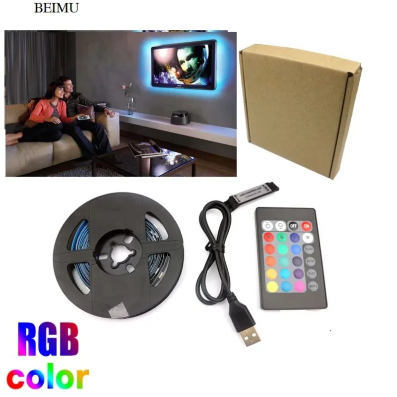 6 фута (2 м) USB RGB светодиодная лента 5 В SMD5050 16 светодиодов/м Гибкая в полоску с