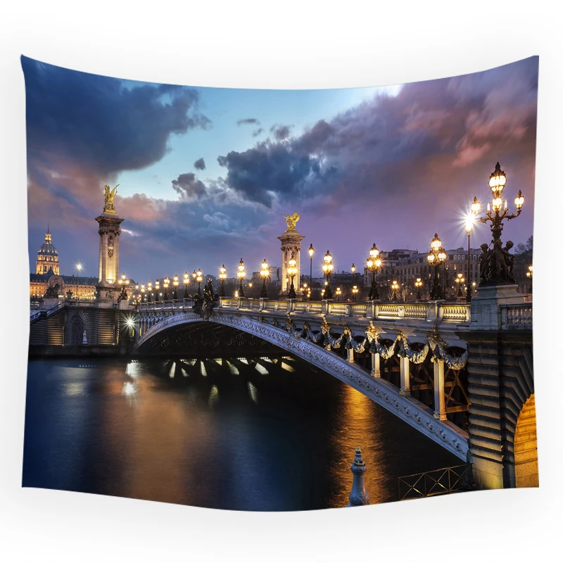 

Imitation Window Landscape Tapestry City Night Background Hanging Cloth Natural Scenic Home Decoration European Style Wall Rugs
