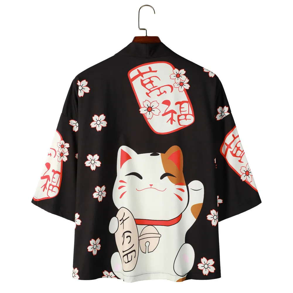 OSCN7-Chaqueta Kimono japonés con estampado de peces Koi Harajuku para hombre, ropa de calle de estilo japonés, Kimono suelto fino de verano, S002, 2022