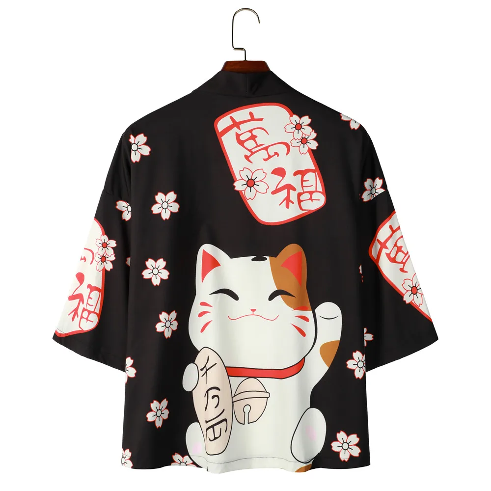 OSCN7 японское кимоно куртка Koi Fish Harajuku 2022 мужская уличная в японском стиле летнее