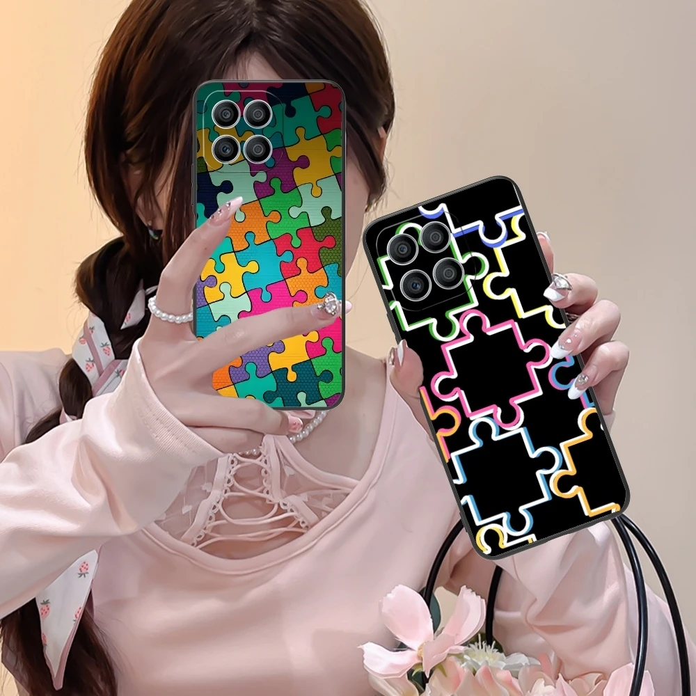 Модный красивый чехол для мобильного телефона Puzzle Huawei Honor 90 80 70 60 50 30 20 10 9 8 7 Pro S SE Lite
