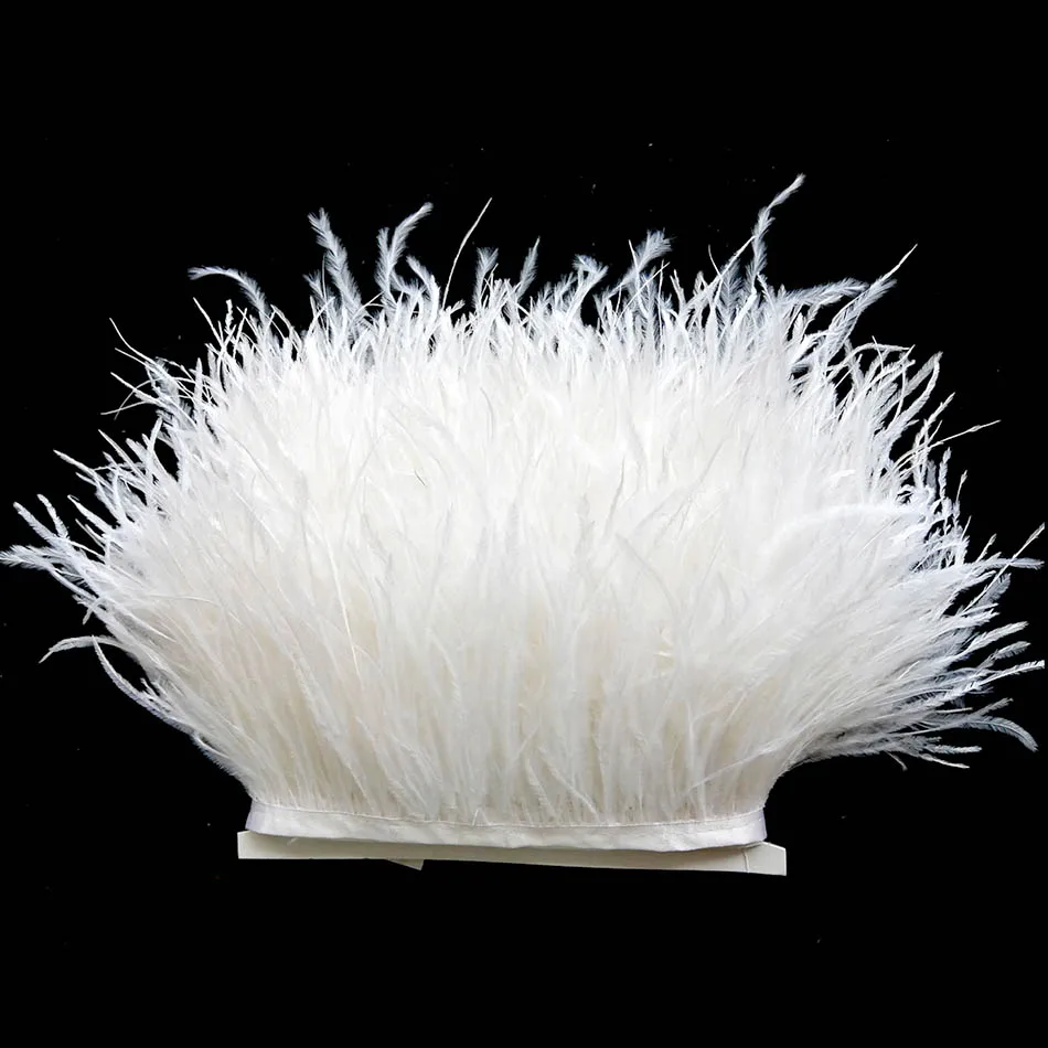 

2Meters White Ostrich Feather Trim Crafts DIY Wedding Plume Decoration Party Feathers Ribbon Sewing Clothing Accessories 8-10cm