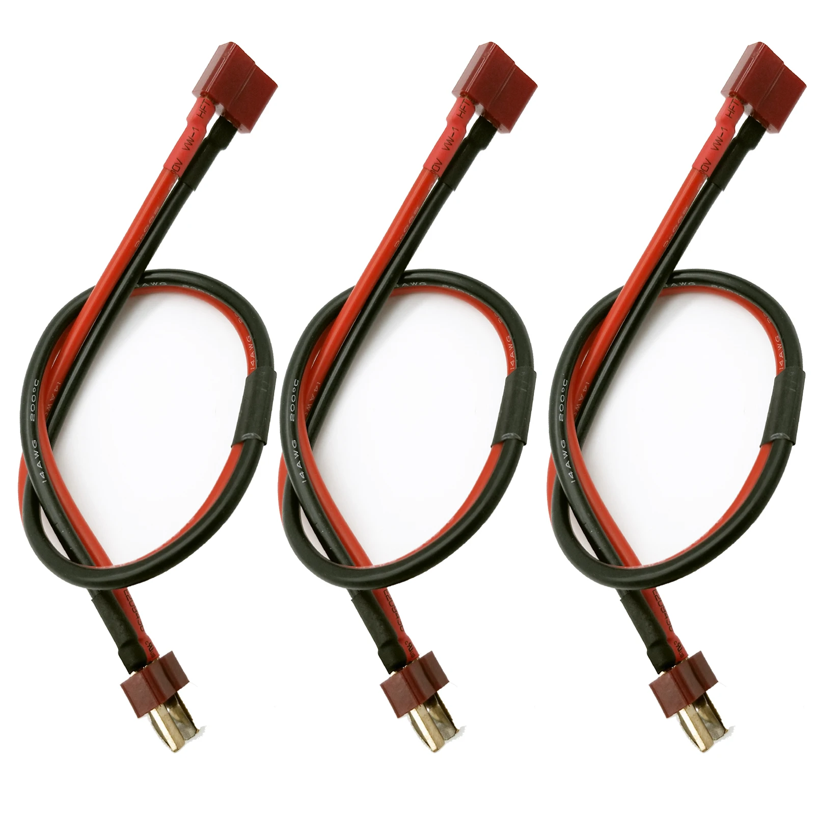 

3-Pack Deans T Plug Male Connector to Female Connector Cable Extension Lead 30CM 14AWG Wire for RC Battery Toy DIY Spare Part