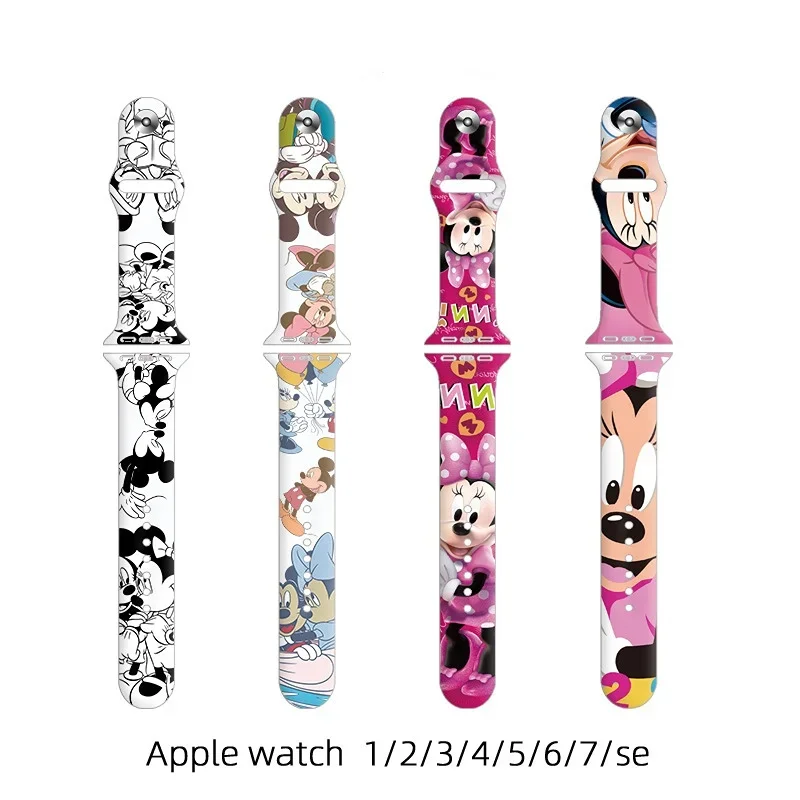Фото Ремешок силиконовый для Apple Watch Band 42 мм 44 мм 38 мм 40 мм, Микки Маус из мультфильма Disney, милый браслет для наручных часов IWatch 3 5 6 4 7 SE №2