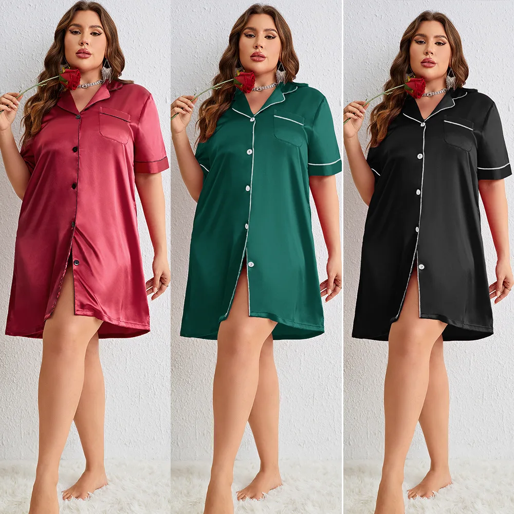 Женская ночная рубашка большого размера 3XL 4XL 5XL на весну и лето с коротким рукавом