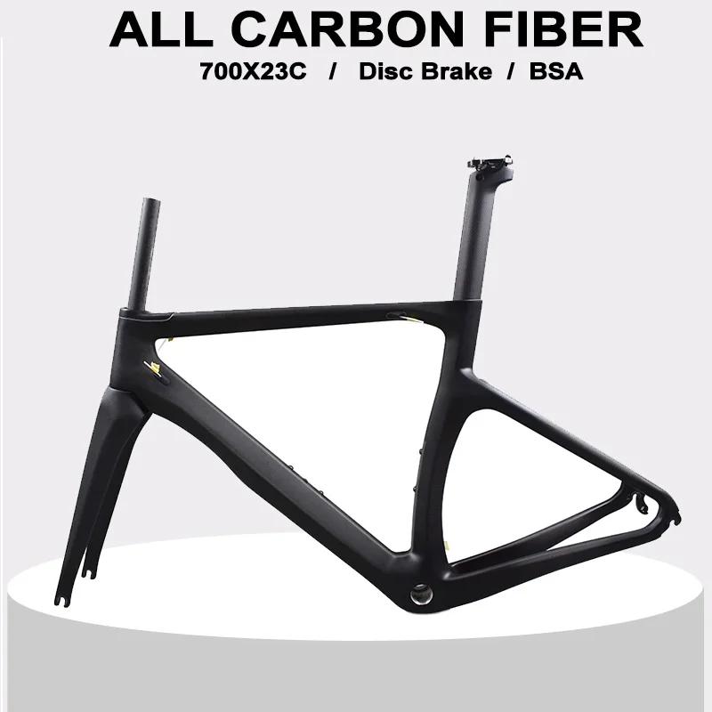 

AIRWOLF T1100 Road Bicycle Carbon Fibre Frame 130x9mm Road V-Brake Carbon Fiber Frame 700x23C Cylinder Shaft with Carbon Fork