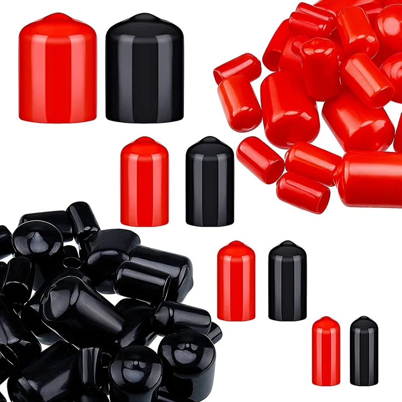 

80 Pieces Rubber End Caps Flexible Bolt Covers Screw Caps Thread Protectors In 4 Sizes 1/4 To 3/4 Inch (Black, Red)