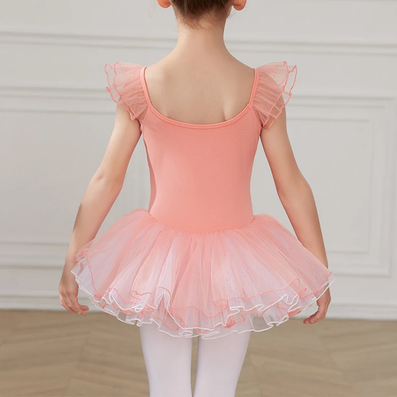 AOQUNFS Girls Ballet Tutu Dress Kids Gymnastics Leotards Tulle Skirt Cotton Dance Bodysuits Pink Swan Lake Ballet Costumes