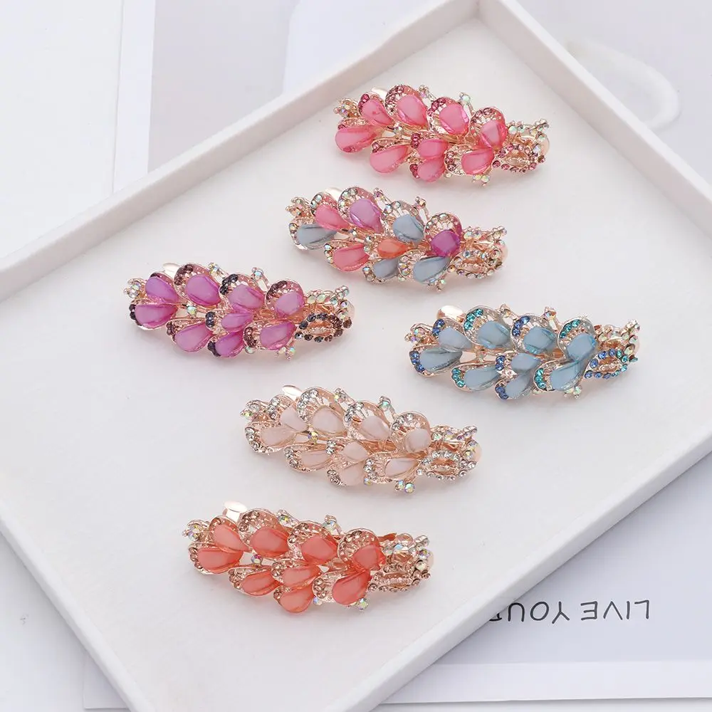 

Butterfly Peacock Hairgrip Rhinestone Hairpins Horsetail Headwear Ponytail Holder Crystal Barrettes Flower Hair Clip