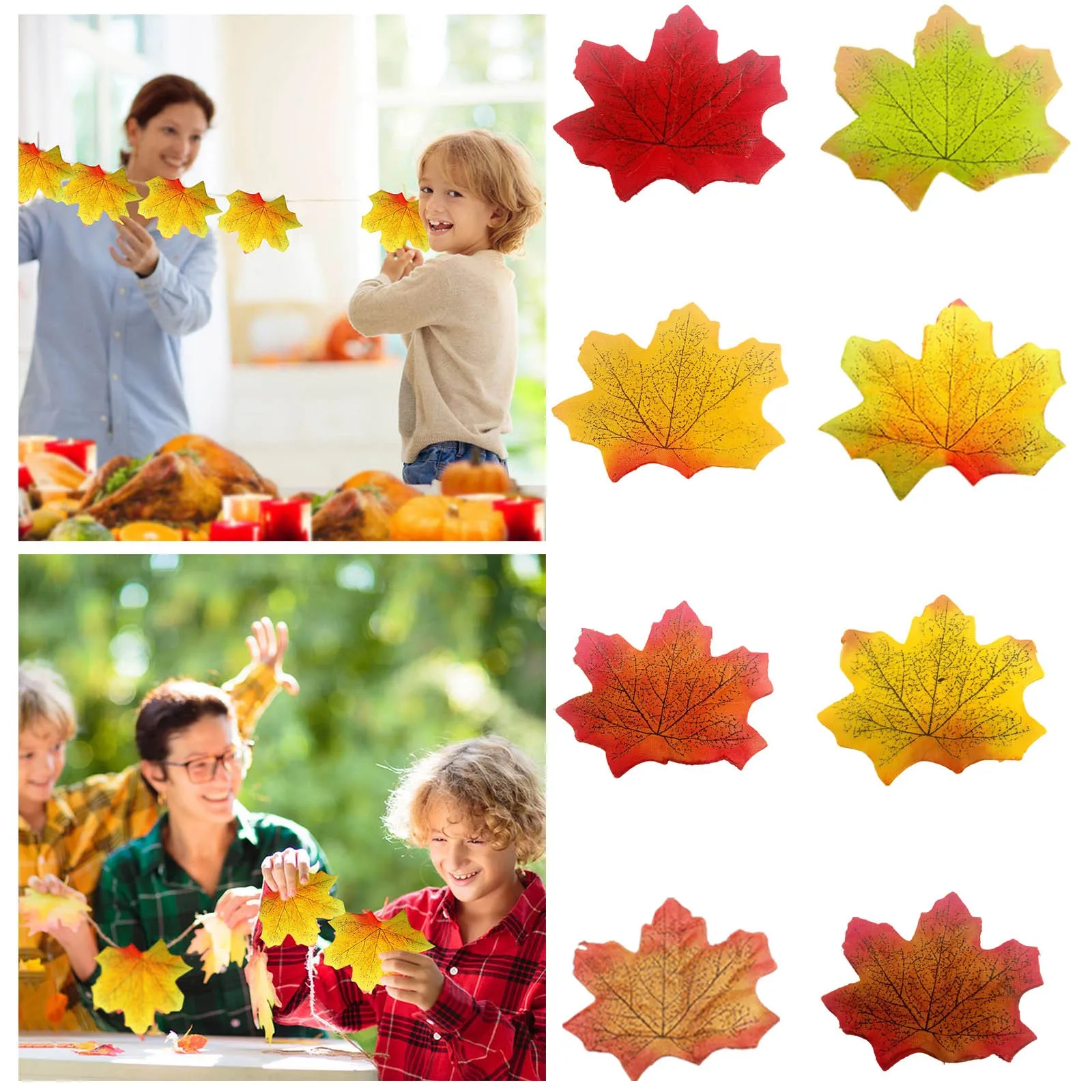 

100pcs Artificial Maple Leaves Autumn Wedding Scene Decoration Thanksgiving Fake Flower Arrangement Home Decor Accessories