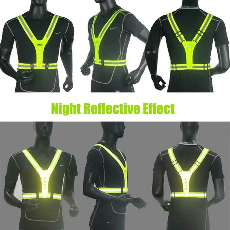 

Unisex High Visibility Reflection Vest Cycling Vest Reflective Safety Belt With LED Light Night Running Cycling Jogging Vests