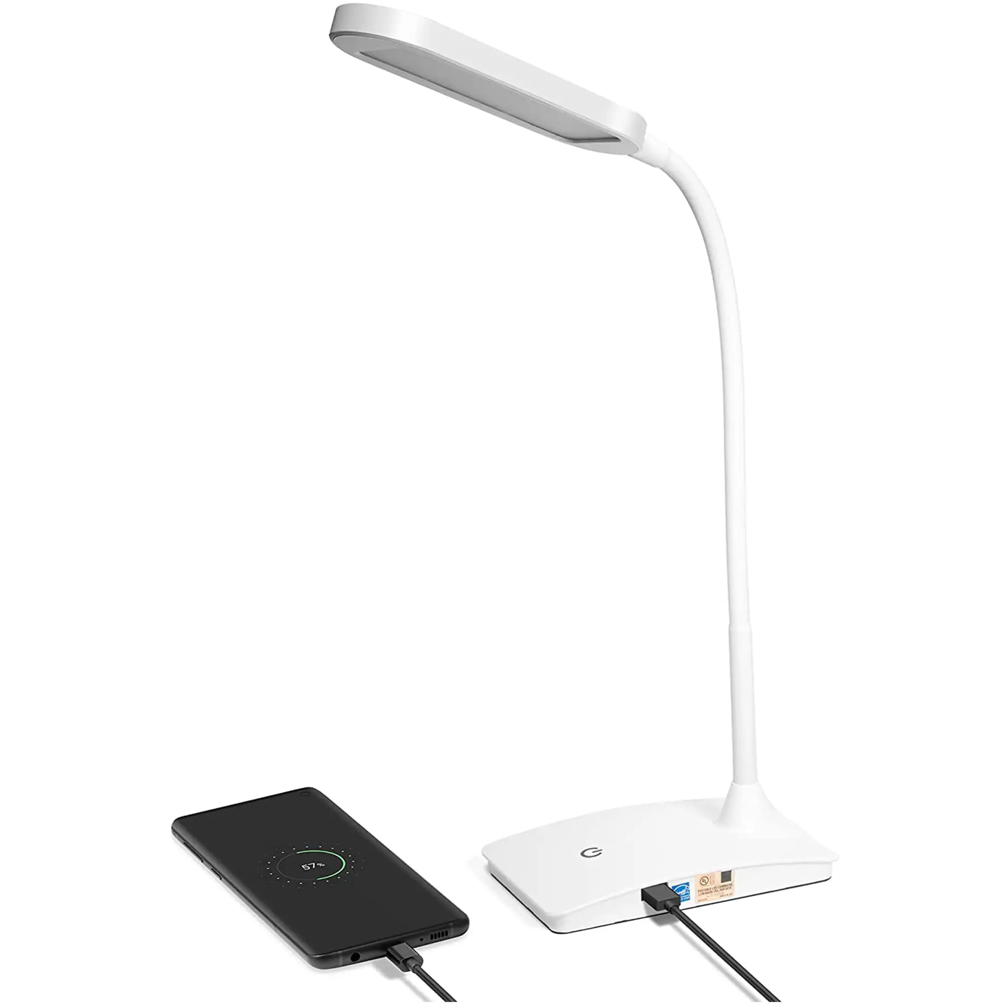 

LED Desk Lamp with USB Charging Port Dimmable Study Home Office Lamps White