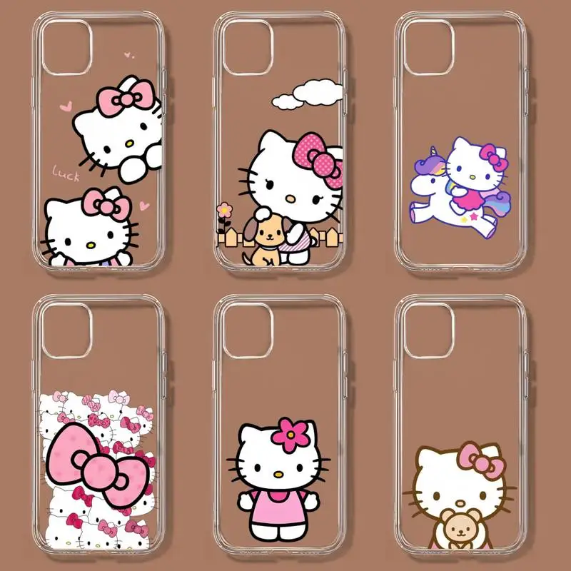 

K-Kitty Cartoon H-Hello Phone Case For Samsung GalaxyS20 S21 S30 FE Lite Plus A21 A51S Note20 Transparent Shell