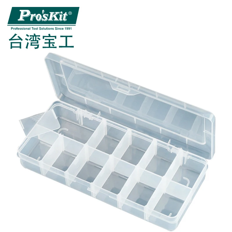 Контейнер пластиковый для инструментов Proskit 203-132F, передвижная Нескользящая деталь, ящик для хранения, 12 ячеек, практичный контейнер для хранения компонентов
