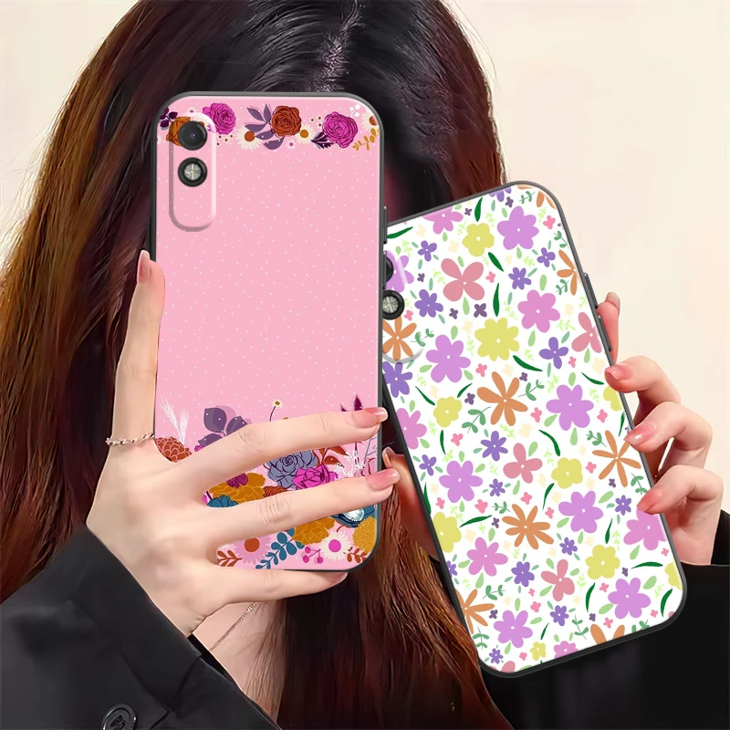 

Cartoon Flower Phone Case For Xiaomi Redmi 7 7A 8 8A 9 9i 9AT 9T 9A 9C Note 7 8 2021 8T 8 Pro Coque Funda Soft Back Carcasa
