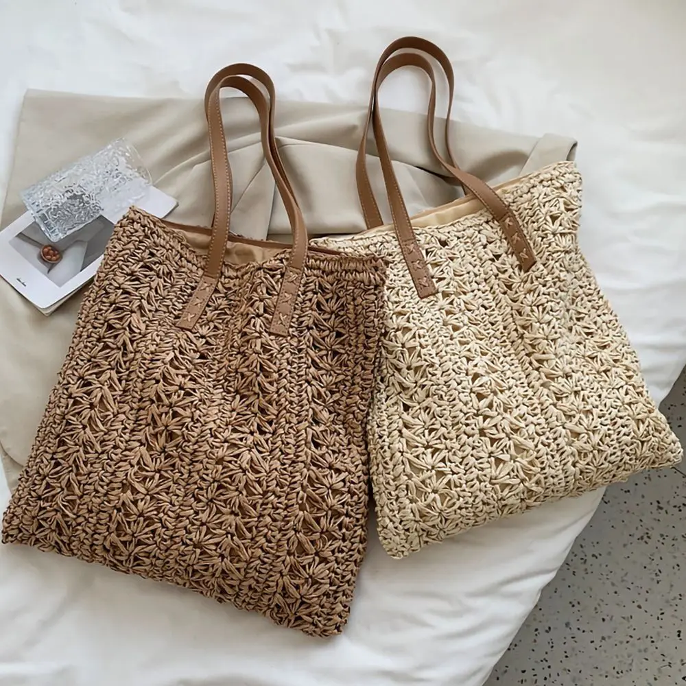 

2022 New Female Women Pattern Beach Handbags , Summer Straw Woven Shoulder Crossbody Bag , Women Holiday Straw Tote