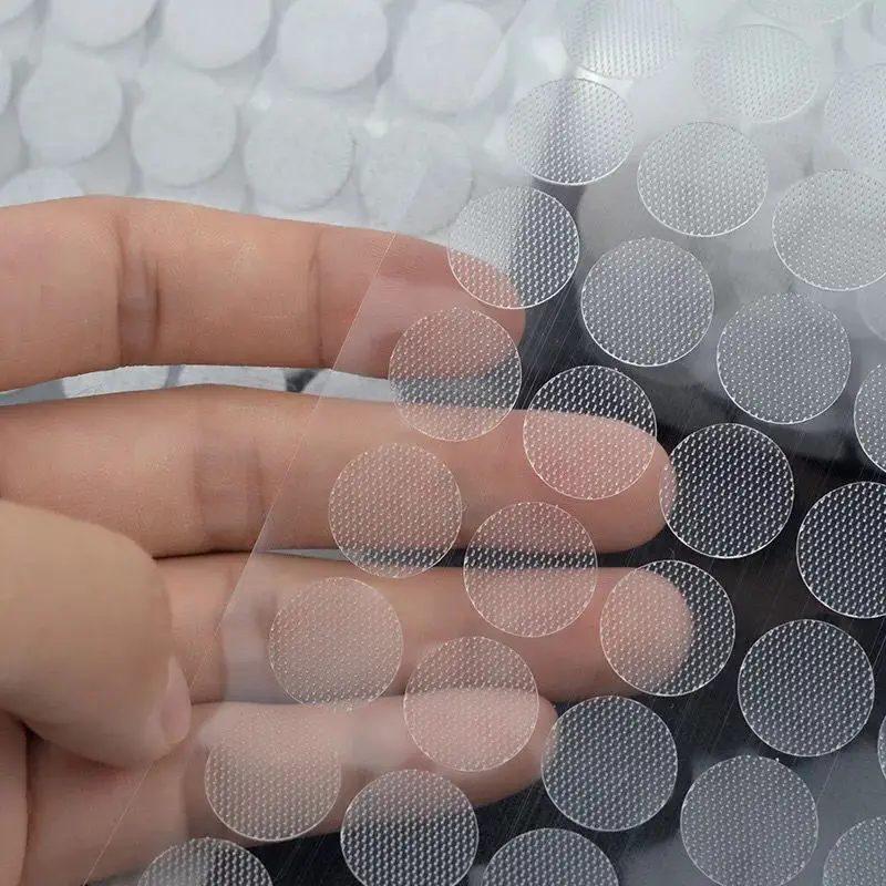 500/1000pairs 10/15/20mm Transparent Dots Self Adhesive Hook and Loop Fastener Tape Strong Glue Baby Round Coin Tape Sticker