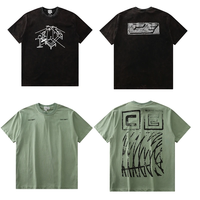 

CAV EMPT T Shirt Men Women Geometry Printing Casual O-Neck Tops Tees Oversized Tshirt Fashion CAV T-shirts