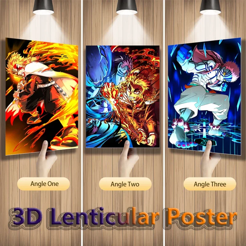 Фото Аниме Demon Slayer Rengoku Akaza 3D Motion линзочный постер для декора комнаты художественный принт (без рамки) №1