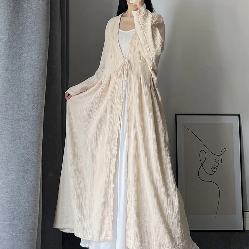 Весенне-осенний экстра-длинный кардиган Верхняя одежда Женская художественная