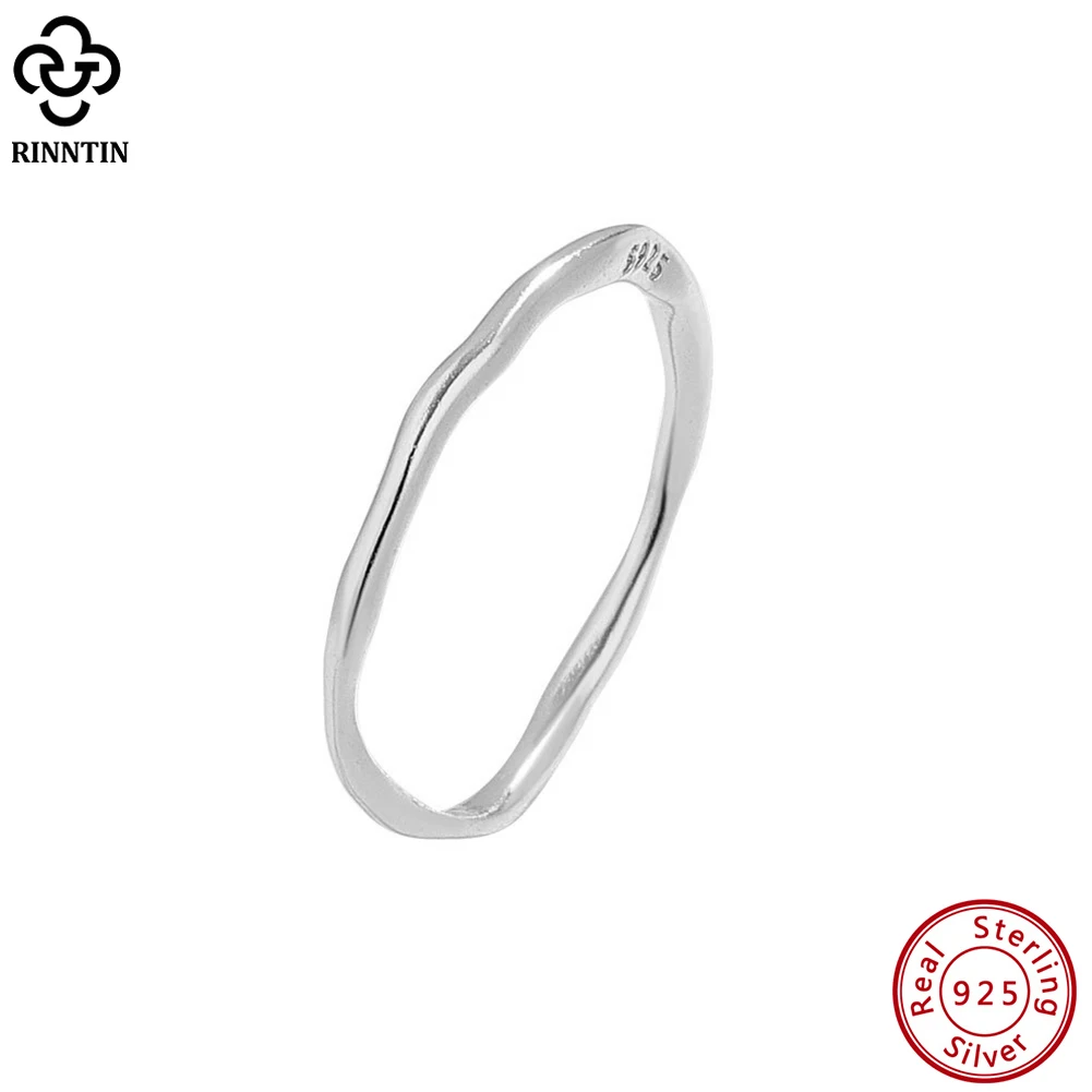 

Rinntin Minimalism 925 Sterling Silver Stacking Finger Rings for Women Fashion Simple Dainty Tiny Rings Party Jewelry SR300