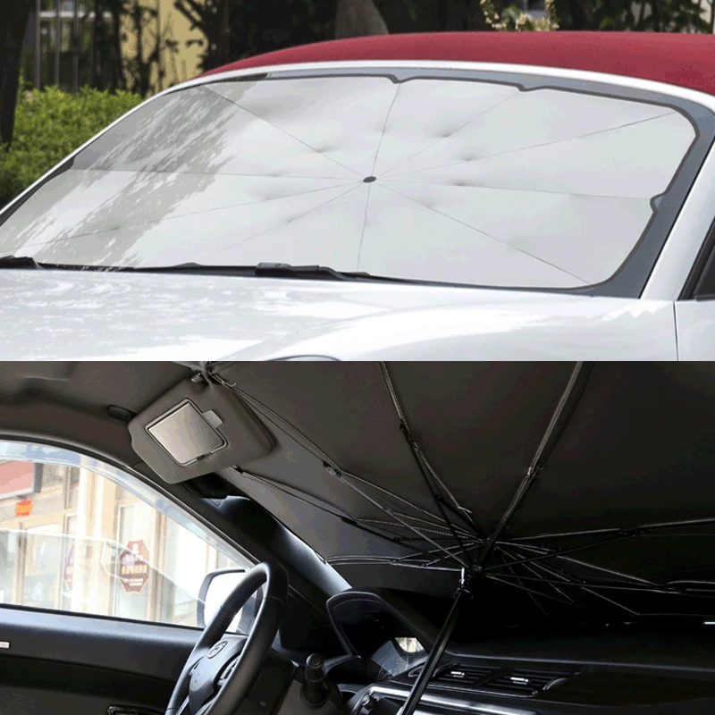 

2023 Car Sunshade Umbrella-style Front Glass Sunshade Sunscreen Heat Insulation Cloth Car Windshield Sunshade Car Umbrella Shade