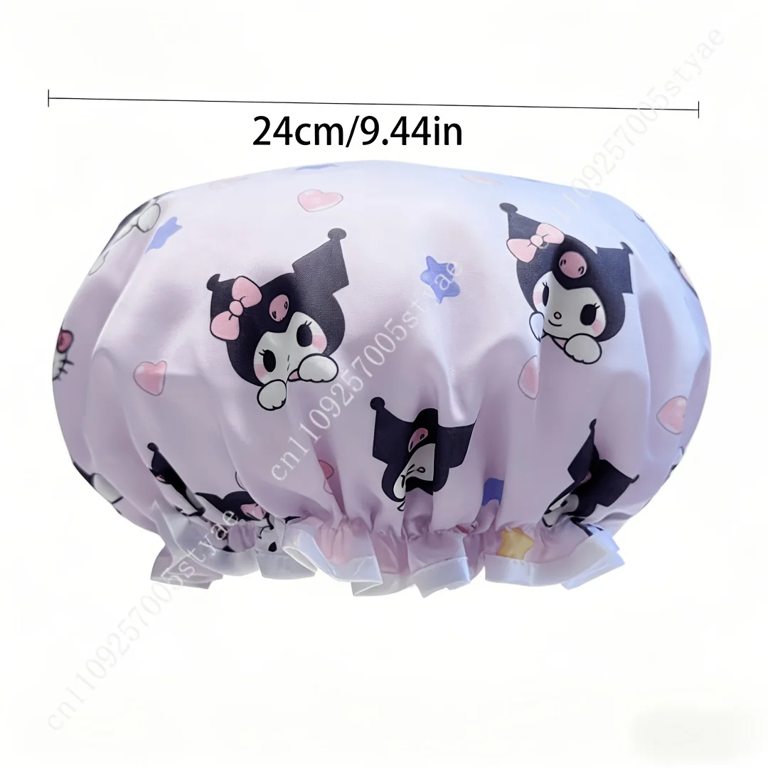 Шапочка для душа Sanrio Kuromi, высококачественная, утолщенная, двухслойная, с мультяшным рисунком в виде сердечек и звезд, для женщин, для домашнего использования (art.: 3920dac46da8b) - 3920dac46da8b