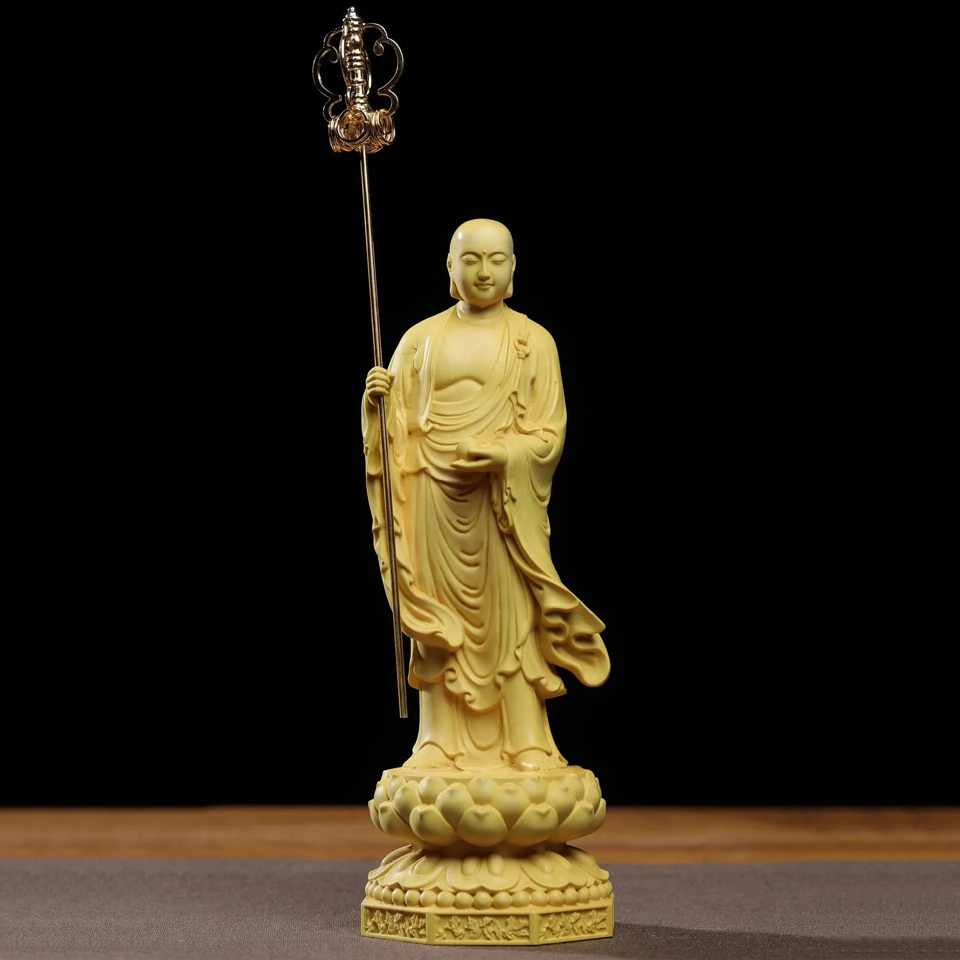 Boxwood Tizang King Будда Бодхисаттва скульптура Zen декоративные поделки