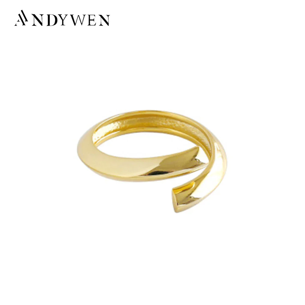 

ANDYWEN 925 Sterling Silver 2020 Gold Simple Resizable Ring Slim Dangle Resizable Round Clips Circle Women Fashion Jewelry