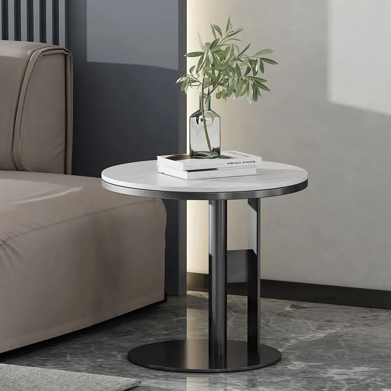 

Nordic Light Luxury Slate Round Table For Living Room Furniture Home Creative Bedside Table Leisure Balcony Marble Coffee Table