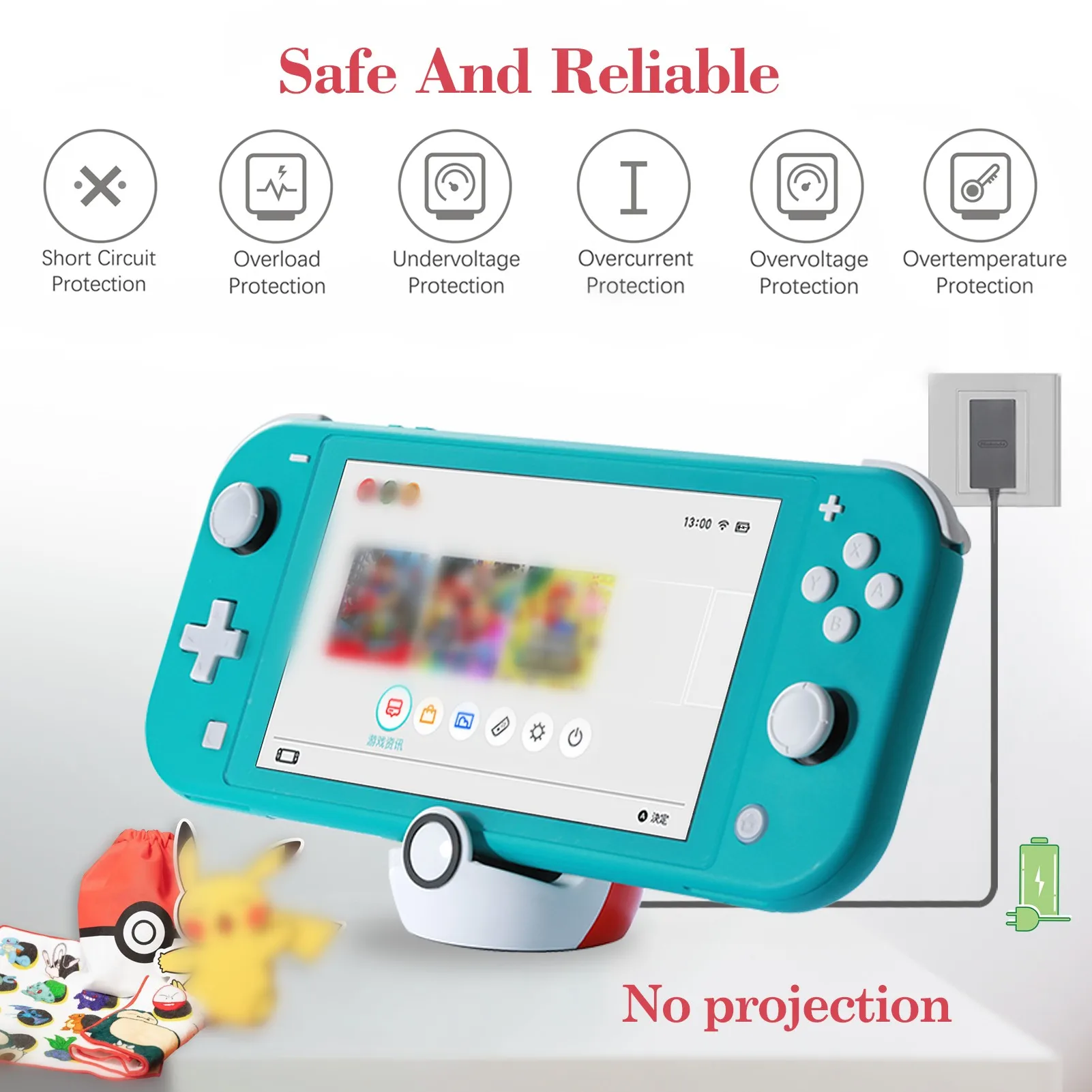 Док-станция для Nintendo Switch и Lite OLED док-станция зарядки с портом Type-C без проекции