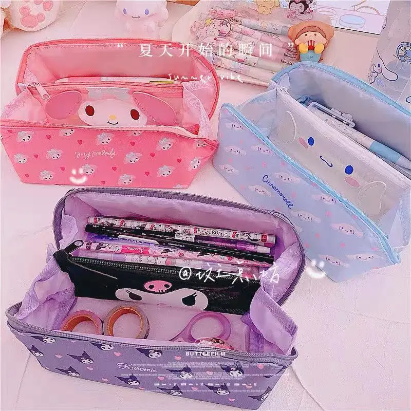 

Sanrio прослойный чехол для карандаша Ins милый чехол для карандашей Kullomi Jade Gui Dog для девушек большой емкости канцелярская ручка аниме-фигурка