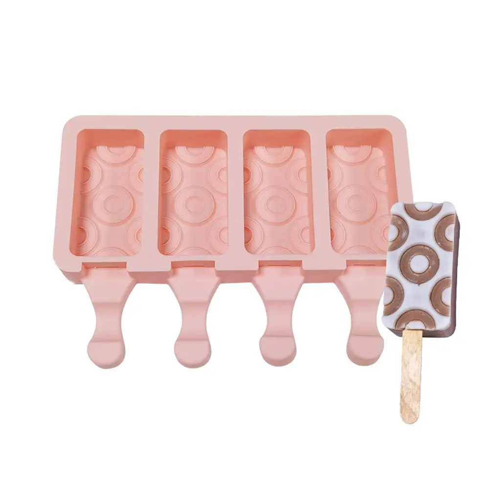 

4 Cavities DIY Homemade Silicone Mold 4 Cell Home Kitchen Ice Lolly Mould Ice Cream Mold Ice Cube Tray Popsicle Maker