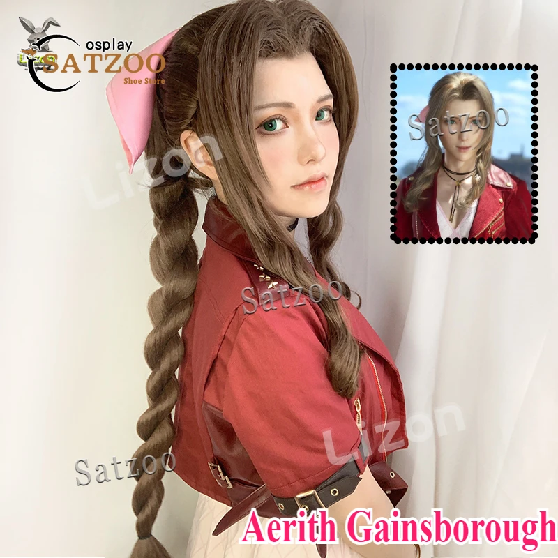 Final Fantasy Vii 7 Аэрит Гейнсборо Косплей Парик 100 СМ Коричневый Термостойкий