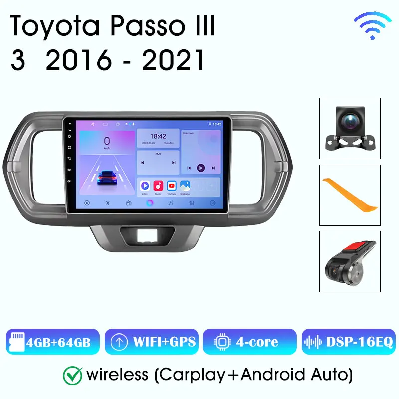 

Для Toyota Passo III 3 2016-2021 Android 15 Carplay Автомагнитола Навигация GPS 2Din HD Сенсорный экран Мультимедийный видеоплеер