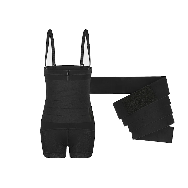 Women Flat Belly Sheathing Bodysuit Detachable Belt + Zip Shaper Waist Trainer Body Shaper Tummy Belts Slim Colombianas