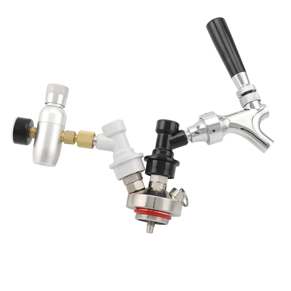 Double Ball Lock Mini Keg Spear Dispenser Tap Stainless Steel Quick Fitting Beer Connector With Co2 System for Growler