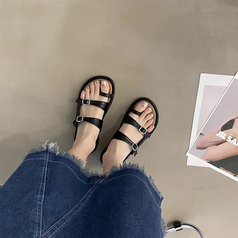 Sandals Women Summer New 2023 Korean Version Clip Toe Flip Flops Outdoor Fashion Flat Casual Non-slip Sandals Female Beach Mules