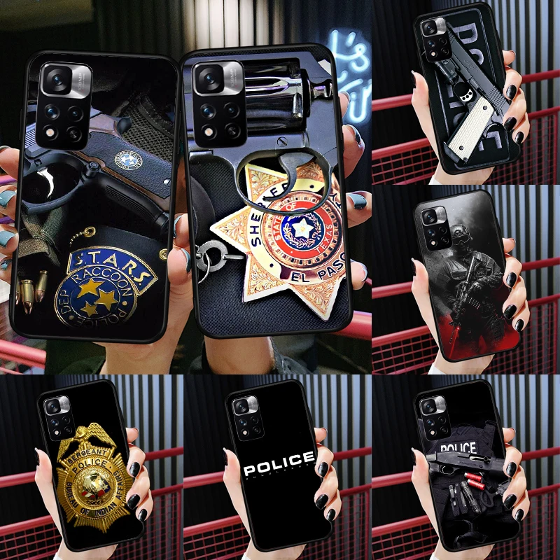 

Symbol Police Case For Xiaomi Redmi Note 11 10 9 8 Pro Cover For Redmi Note 10S 11S 10A 10C 9A 9C 9T