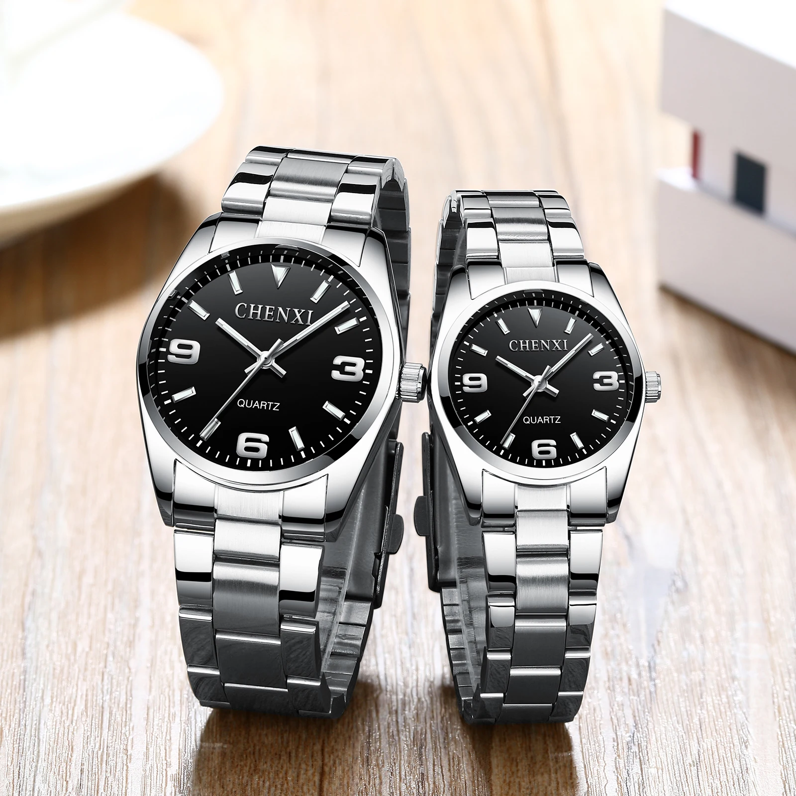 CHENXI Chronograph Fashion Couple Mens Women Luxury Brand Business Quartz Watch Luminous Waterproof Stainless Steel Watches